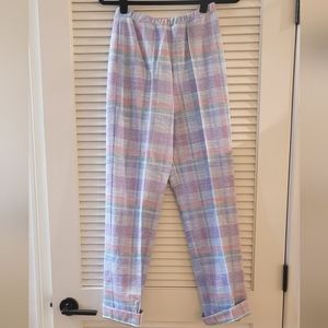 Wardrobe Maker- Vintage Pastel Plaid Cuffed Hem Pants